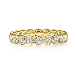 Hot Gabriel & Co. Genevi - 14K Yellow Gold Bezel Diamond Eternity Band - 1 ct