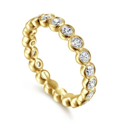 Hot Gabriel & Co. Genevi - 14K Yellow Gold Bezel Diamond Eternity Band - 1 ct