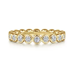 Best Gabriel & Co. Genevi - 14K Yellow Gold Bezel Diamond Eternity Band - 0.8 ct