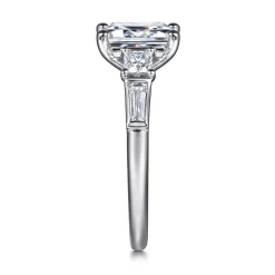 Discount Gabriel & Co. Genna - 14K White Gold Emerald Cut Three Stone Diamond Engagement Ring