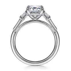 Discount Gabriel & Co. Genna - 14K White Gold Emerald Cut Three Stone Diamond Engagement Ring