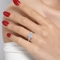 Outlet Gabriel & Co. Genni - 14K White Gold Emerald Cut Diamond Engagement Ring