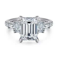 New Gabriel & Co. Genni - 14K White Gold Emerald Cut Diamond Engagement Ring