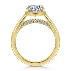 New Gabriel & Co. Geo - 14K Yellow Gold Bezel Prong Round Diamond Engagement Ring