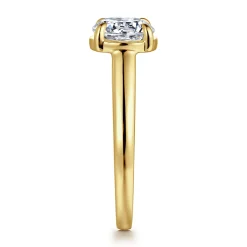 New Gabriel & Co. Geo - 14K Yellow Gold Bezel Prong Round Diamond Engagement Ring