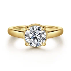 New Gabriel & Co. Geo - 14K Yellow Gold Bezel Prong Round Diamond Engagement Ring