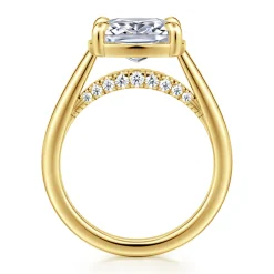 Gabriel & Co. Geo - 14K Yellow Gold East West Elongated Cushion Diamond Engagement Ring