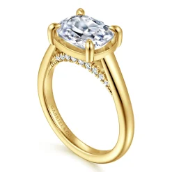 Gabriel & Co. Geo - 14K Yellow Gold East West Elongated Cushion Diamond Engagement Ring