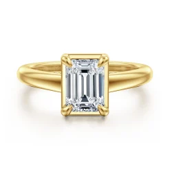 Discount Gabriel & Co. Geo - 14K Yellow Gold Emerald Cut Diamond Engagement Ring