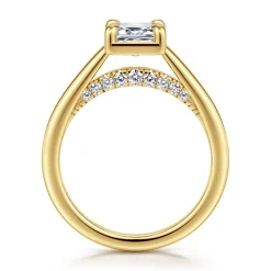 Discount Gabriel & Co. Geo - 14K Yellow Gold Emerald Cut Diamond Engagement Ring