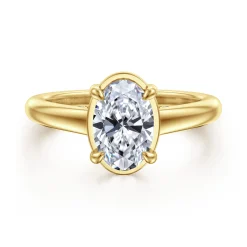 Sale Gabriel & Co. Geo - 14K Yellow Gold Oval Diamond Engagement Ring