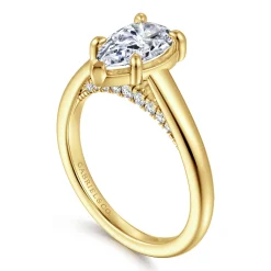 Gabriel & Co. Geo - 14K Yellow Gold Pear Shape Diamond Engagement Ring