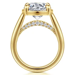 Best Gabriel & Co. Geo - 14K Yellow Gold Round Diamond Engagement Ring