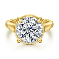 Best Gabriel & Co. Geo - 14K Yellow Gold Round Diamond Engagement Ring