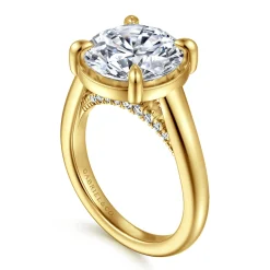 Best Gabriel & Co. Geo - 14K Yellow Gold Round Diamond Engagement Ring