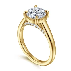 Sale Gabriel & Co. Geo - 14K Yellow Gold Round Diamond Engagement Ring