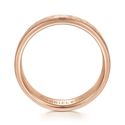 Sale Gabriel & Co. George - 14K Rose Gold 6mm - Hammered Men's Wedding Band