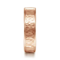 Sale Gabriel & Co. George - 14K Rose Gold 6mm - Hammered Men's Wedding Band