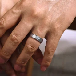 Gabriel & Co. George - 14K White Gold 6mm - Hammered Men's Wedding Band