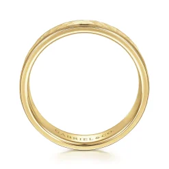New Gabriel & Co. George - 14K Yellow Gold 6mm - Hammered Men's Wedding Band