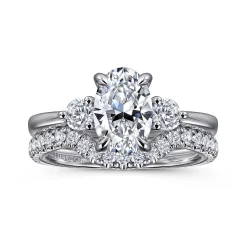 Outlet Gabriel & Co. Georgia - 14K White Gold Oval Three Stone Diamond Engagement Ring