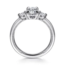 Outlet Gabriel & Co. Georgia - 14K White Gold Oval Three Stone Diamond Engagement Ring