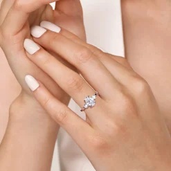 Outlet Gabriel & Co. Georgia - 14K White Gold Oval Three Stone Diamond Engagement Ring