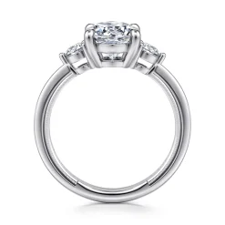 New Gabriel & Co. Georgia - 14K White Gold Oval Three Stone Diamond Engagement Ring