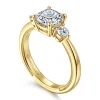 New Gabriel & Co. Georgia - 14K Yellow Gold Cushion Cut Three Stone Diamond Engagement Ring