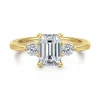 Best Gabriel & Co. Georgia - 14K Yellow Gold Emerald Cut Three Stone Diamond Engagement Ring