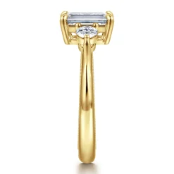 Best Gabriel & Co. Georgia - 14K Yellow Gold Emerald Cut Three Stone Diamond Engagement Ring