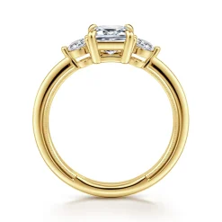 Best Gabriel & Co. Georgia - 14K Yellow Gold Emerald Cut Three Stone Diamond Engagement Ring