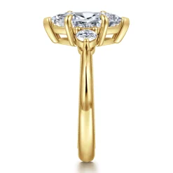 New Gabriel & Co. Georgia - 14K Yellow Gold Marquise Shape Three Stone Diamond Engagement Ring