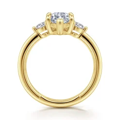 New Gabriel & Co. Georgia - 14K Yellow Gold Marquise Shape Three Stone Diamond Engagement Ring