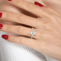 Gabriel & Co. Georgia - 14K Yellow Gold Oval Three Stone Diamond Engagement Ring