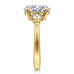 Gabriel & Co. Georgia - 14K Yellow Gold Oval Three Stone Diamond Engagement Ring