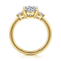 Gabriel & Co. Georgia - 14K Yellow Gold Oval Three Stone Diamond Engagement Ring