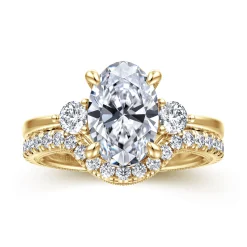 Gabriel & Co. Georgia - 14K Yellow Gold Oval Three Stone Diamond Engagement Ring