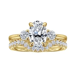 Best Gabriel & Co. Georgia - 14K Yellow Gold Oval Three Stone Diamond Engagement Ring