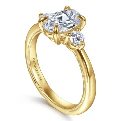 Best Gabriel & Co. Georgia - 14K Yellow Gold Oval Three Stone Diamond Engagement Ring