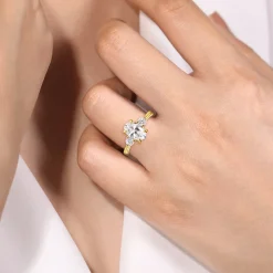 Best Gabriel & Co. Georgia - 14K Yellow Gold Oval Three Stone Diamond Engagement Ring