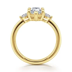 Sale Gabriel & Co. Georgia - 14K Yellow Gold Pear Shape Three Stone Diamond Engagement Ring