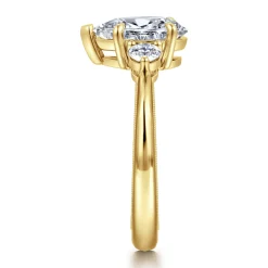 Sale Gabriel & Co. Georgia - 14K Yellow Gold Pear Shape Three Stone Diamond Engagement Ring