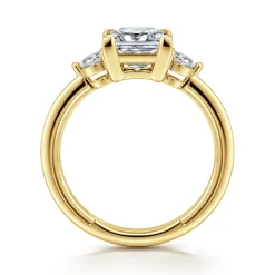 Sale Gabriel & Co. Georgia - 14K Yellow Gold Princess Cut Three Stone Diamond Engagement Ring