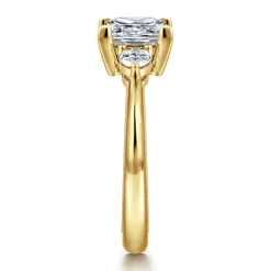 Sale Gabriel & Co. Georgia - 14K Yellow Gold Princess Cut Three Stone Diamond Engagement Ring