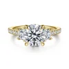 Clearance Gabriel & Co. Georgie - 14K Yellow Gold Round Three Stone Lotus Diamond Engagement Ring