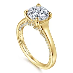 Sale Gabriel & Co. Gia - 14K Yellow Gold Round Diamond Engagement Ring