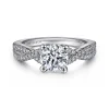 Discount Gabriel & Co. Gina - 14K White Gold Round Twisted Diamond Engagement Ring