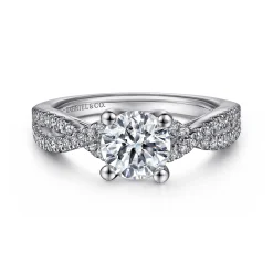 Discount Gabriel & Co. Gina - 14K White Gold Round Twisted Diamond Engagement Ring