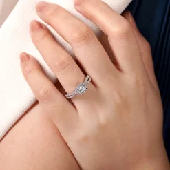 Discount Gabriel & Co. Gina - 14K White Gold Round Twisted Diamond Engagement Ring